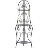 Accent Plus Metal Corner Three-Shelf Unit with Leaf Design