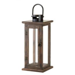 Accent Plus Rustic-Style Wood Candle Lantern - 16 inches