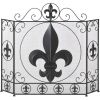 Accent Plus Fleur de Lis Iron Tri-Fold Fireplace Screen