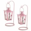 Accent Plus Hanging Railroad Lanterns Pair - Pink