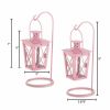 Accent Plus Hanging Railroad Lanterns Pair - Pink