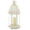 Accent Plus Vintage-Look White Candle Lantern - 16 inches