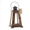 Accent Plus Rustic Wood Pyramid Candle Lantern - 12 inches