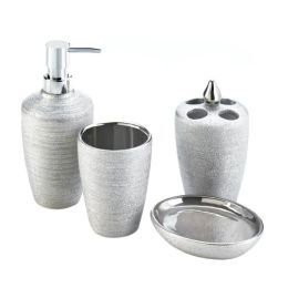 Accent Plus Shimmery Silver Bath Accessory Set