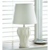 Accent Plus White Ceramic Table Lamp - Abstract Curves