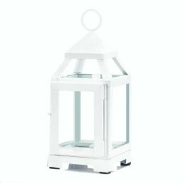 Accent Plus Contemporary White Candle Lantern - 9 inches