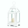 Accent Plus Contemporary White Candle Lantern - 9 inches