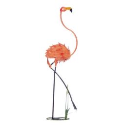 Accent Plus Walking Flamingo Metal Garden Decor