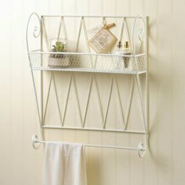 Accent Plus Scrolled White Wire Wall Shelf