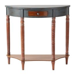 Accent Plus Vintage-Look Half-Moon Wood Hall Table