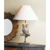 Accent Plus Wood Wise Owl Lamp with Fabric Shade