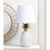 Accent Plus White Pineapple Lamp with Gold Leaves