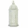 Accent Plus Lacy Cutout Distressed White Candle Lantern - 20 inches