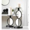 Accent Plus Half-Circle Mirrored Candle Holder - Double