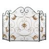 Accent Plus Fleur de Lis Fireplace Screen with Golden Accents