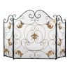 Accent Plus Fleur de Lis Fireplace Screen with Golden Accents