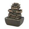 Cascading Fountains Tiered Rock Formation Lighted Tabletop Water Fountain