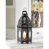 Accent Plus Lacy Cutout Black Candle Lantern - 12 inches