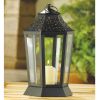 Accent Plus Black Six-Panel Candle Lantern - 9.5 inches