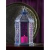 Accent Plus Purple Glass Candle Lantern - 11.5 inches