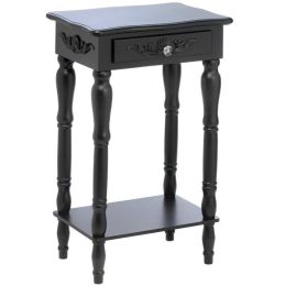 Accent Plus Black Side Table with Crystal Drawer Pull