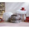 Accent Plus Furry White Ottoman Pouf or Seat