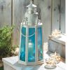 Accent Plus Blue Glass Lighthouse Candle Lantern