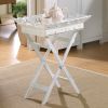 Accent Plus Romantic White Serving Tray with Stand with Two Drawers