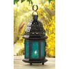 Accent Plus Azure Glass Moroccan Candle Lantern - 10 inches