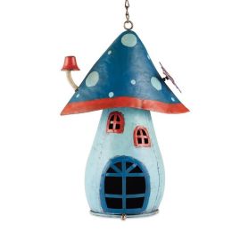 Accent Plus Whimsical Blue Mushroom Birdhouse