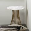 Nikki Chu Santa Barbara Round Gold Accent Table with Whitewash Top