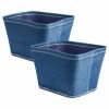 DII Set of 2 Navy Blue Fabric Storage Bins with Stitching Detail - 8 inches