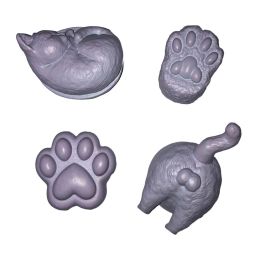 4 Pcs Purple Cat Theme Cabinet Drawer Dresser Knobs Resin Cupboard Handle Pulls for Kitchen Bathroom Wardrobe