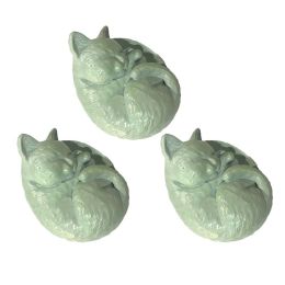 3 Pcs Green Sleeping Cats Resin Drawer Dresser Knobs Cabinet Knobs Pulls Furniture Hardware for Cupboard Wardrobe