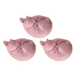 3 Pcs Lovely Pink Sleeping Cats Cabinet Knobs Resin Drawer Dresser Knobs Pulls for Cupboard Wardrobe Furniture Hardware