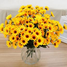 3 Bouquet 15 Heads 7 Branches Artificial Faux Silk Sunflower Home Party Decor