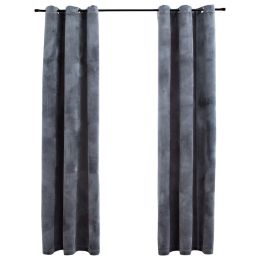 Blackout Curtains with Rings 2 pcs Anthracite 37"x95" Velvet