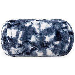 Jaxx Sofa Saxx Bean Bag Couch - 4 Foot - Faux Fur, Blue & White Print