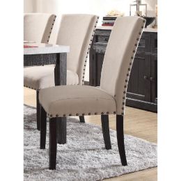 Nolan Side Chair (Set-2) in Linen & Salvage Dark Oak