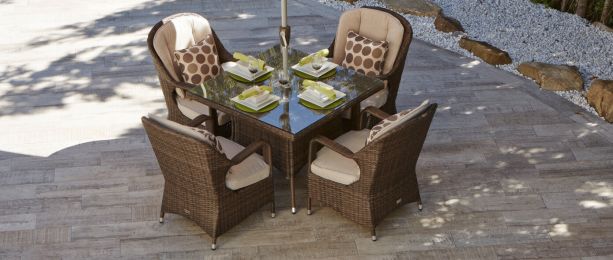 Direct Wicker Malachi Patio Wicker 5 Piece Square Dining Set