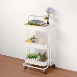 3 Tiers Rolling Utility Cart/White