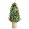 18.5" Snowy Tabletop Christmas Tree w/ 170 PE Branch Tips & Pulp Base