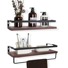 2X Heavy Duty Floating Wall Mounted Shelf Wooden Shelves Storage Kitchen Rack Display