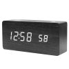 LED Wooden Digital Alarm Clock With USB Charging Ports Black