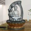 11inches Buddha Fountain Fengshui Indoor Tabletop Decorative Waterfall Kit with Submersible Pump for Office and Home Decor