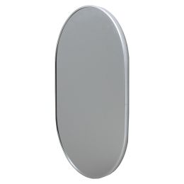 35 Inch Modern Oval Hanging Accent Wall Mirror with Metal Frame; Silver; DunaWest