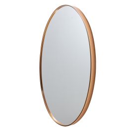 35 Inch Oval Hanging Accent Wall Mirror with Metal Frame; Matte Gold; DunaWest