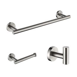 3-piece stainless steel bathroom towel rack set wall-mounted-silver