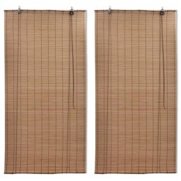 Bamboo Roller Blinds 2 pcs Brown 47.2" x 86.8"