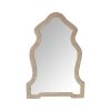 Scalloped Top Wooden Framed Wall Mirror with Geometric Texture; Brown; DunaWest